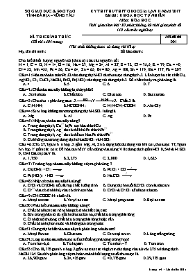 Đề thi thử THPT Quốc gia lần II môn Hóa học năm 2017 - Mã đề 001 - Sở GD & ĐT Bà Rịa  Vũng Tàu